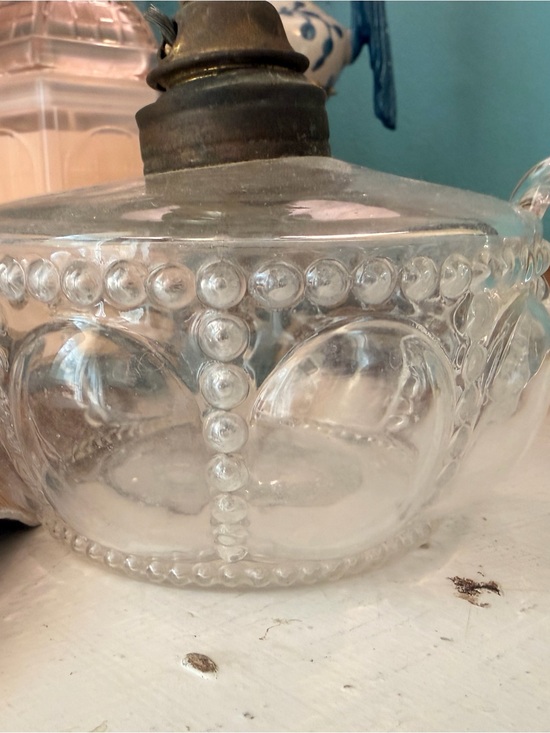 Other - Antique Pressed Glass Bullseye Finger Oil Lamp – Converted to Electric